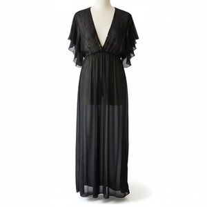 Vintage Blanche Sheer Black Nightgown – Size Small, Flowing Gothic Lingerie